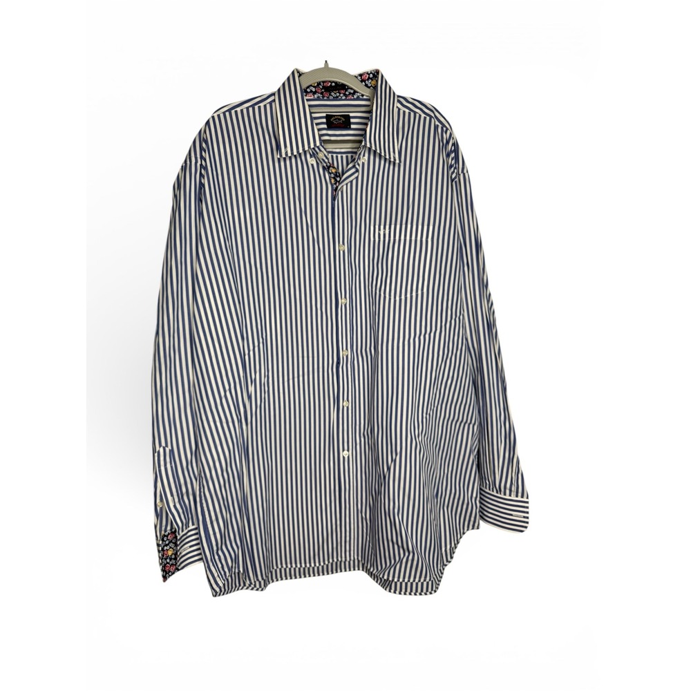 Paul & Shark yachting blue and white striped button down shirt